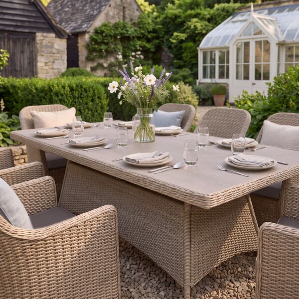 Turin 8 Seat Rectangular Dining Set - Natural