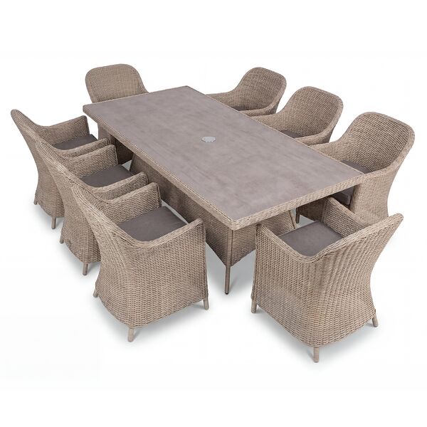 Turin 8 Seat Rectangular Dining Set - Natural