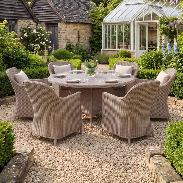 Turin 6 Seat Round Dining Set - Natural