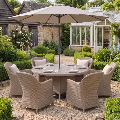 Turin 6 Seat Round Dining Set - Natural