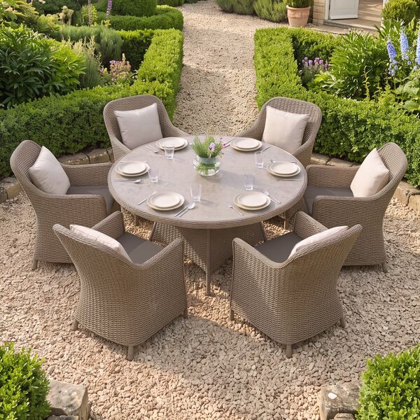 Turin 6 Seat Round Dining Set - Natural
