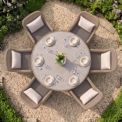 Turin 6 Seat Round Dining Set - Natural