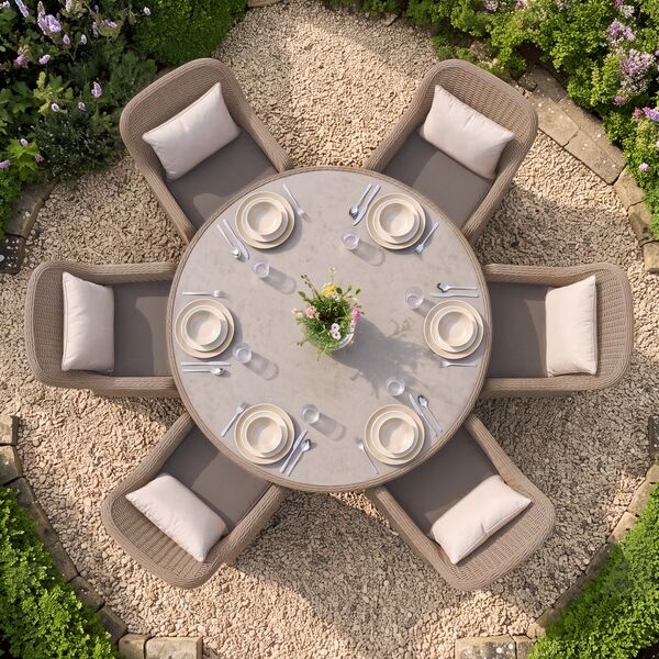 Turin 6 Seat Round Dining Set - Natural