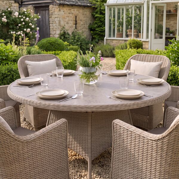 Turin 6 Seat Round Dining Set - Natural