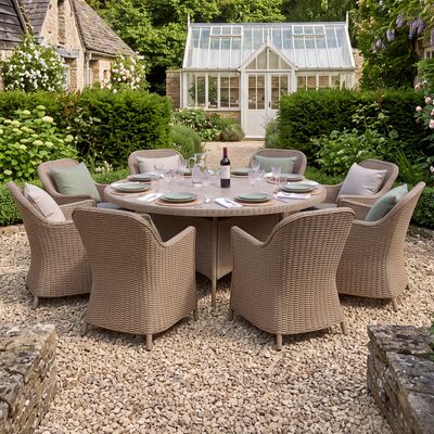 Turin 8 Seat Round Dining Set - Natural