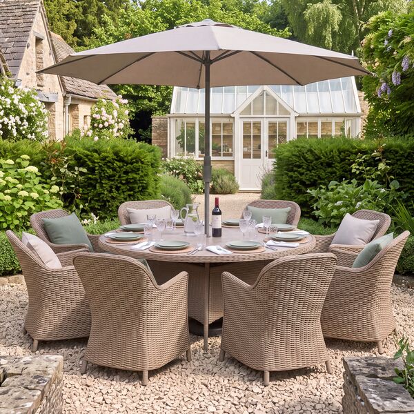 Turin 8 Seat Round Dining Set - Natural