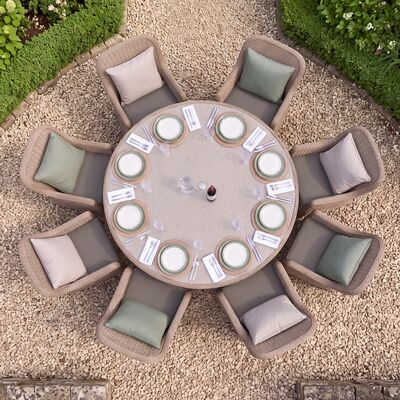 Turin 8 Seat Round Dining Set - Natural