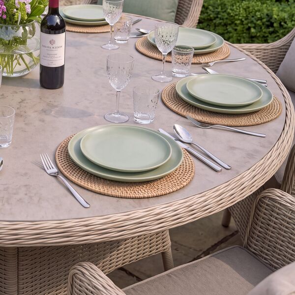 Turin 8 Seat Round Dining Set - Natural