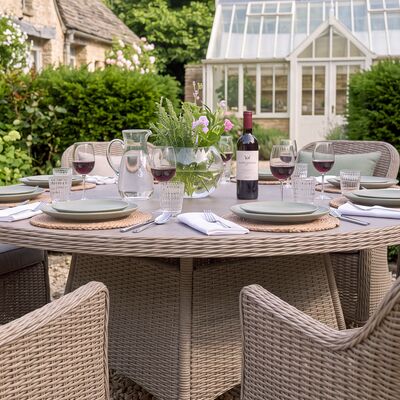 Turin 8 Seat Round Dining Set - Natural
