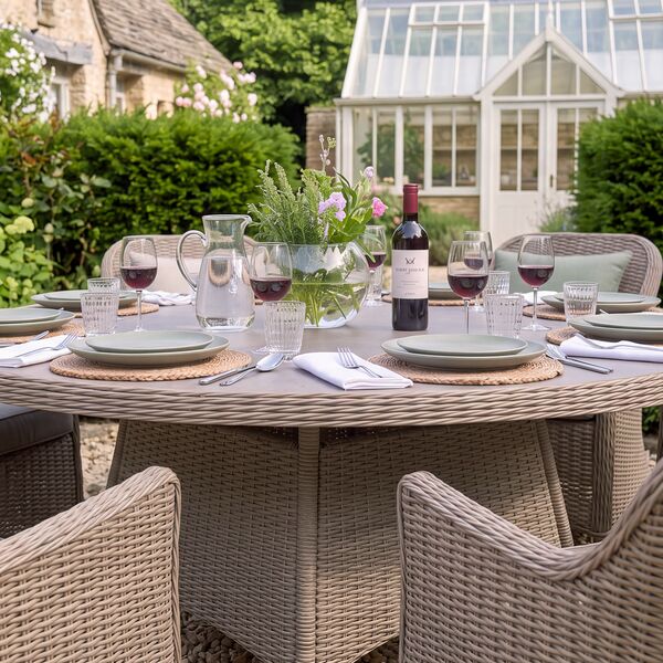 Turin 8 Seat Round Dining Set - Natural