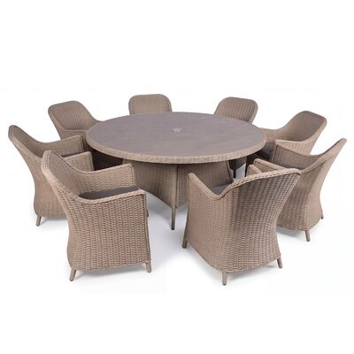 Turin 8 Seat Round Dining Set - Natural