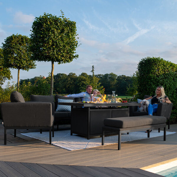 Maze - Outdoor Fabric Pulse 3 Seat Sofa Set with Fire Pit Table - Charcoal product image