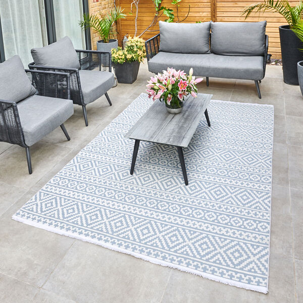 Jazz - Aztec Blue Indoor and Outdoor Rug - 290cm x 190cm | Maze Living