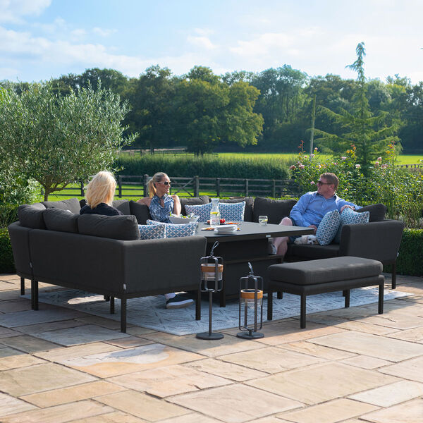 Maze - Outdoor Fabric Pulse U Shape Corner Dining Set with Rising Table - Charcoal product image