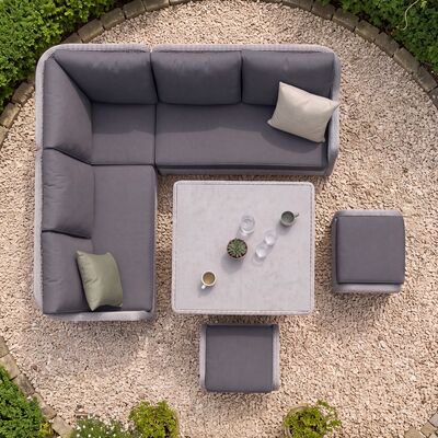 Turin Small Corner Dining Set with Square Rising Table - Light Grey