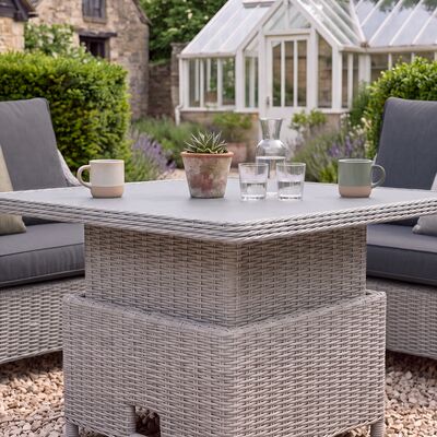 Turin Small Corner Dining Set with Square Rising Table - Light Grey