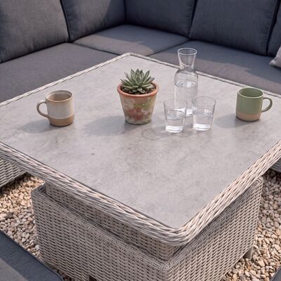 Turin Small Corner Dining Set with Square Rising Table - Light Grey