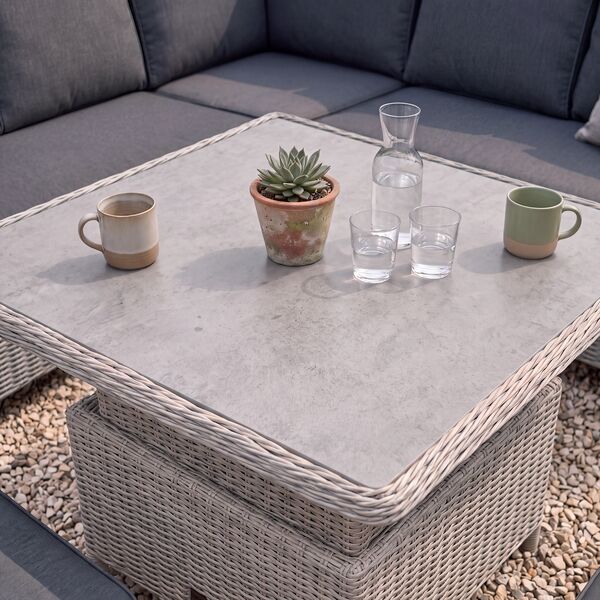 Turin Small Corner Dining Set with Square Rising Table - Light Grey