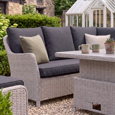 Turin Small Corner Dining Set with Square Rising Table - Light Grey