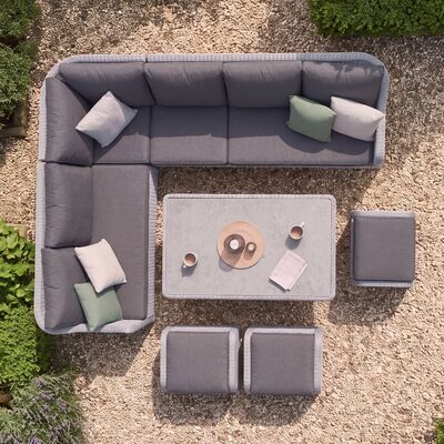 Turin Large Corner Dining with Rectangular Rising Table - Light Grey