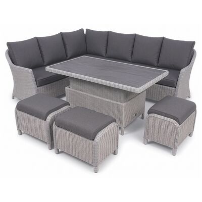 Turin Large Corner Dining with Rectangular Rising Table - Light Grey