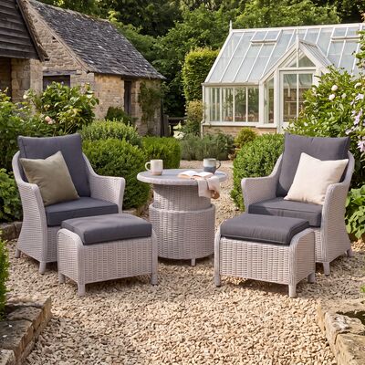Turin 5pc Lounge Set with Rising Table - Light Grey