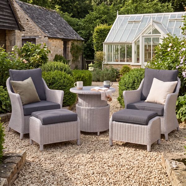 Turin 5pc Lounge Set with Rising Table - Light Grey