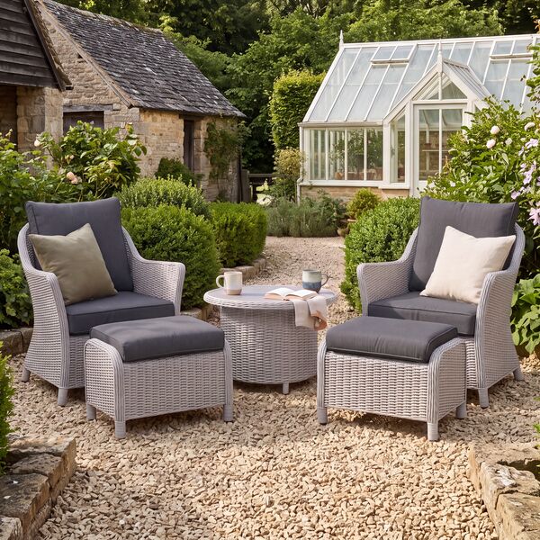 Turin 5pc Lounge Set with Rising Table - Light Grey