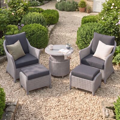 Turin 5pc Lounge Set with Rising Table - Light Grey