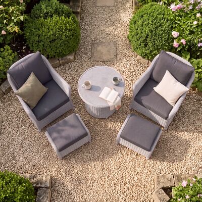 Turin 5pc Lounge Set with Rising Table - Light Grey