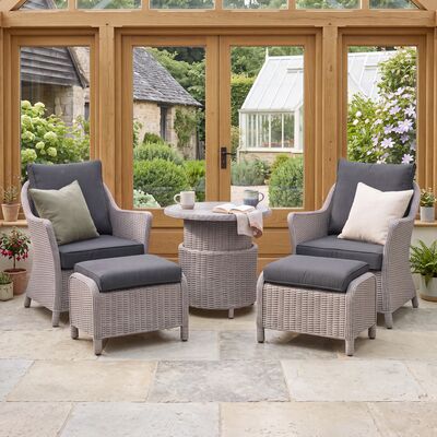 Turin 5pc Lounge Set with Rising Table - Light Grey