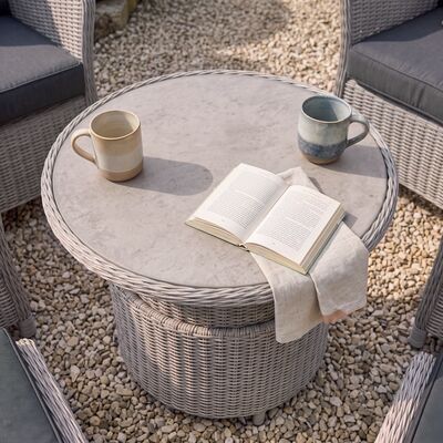 Turin 5pc Lounge Set with Rising Table - Light Grey