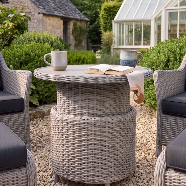 Turin 5pc Lounge Set with Rising Table - Light Grey