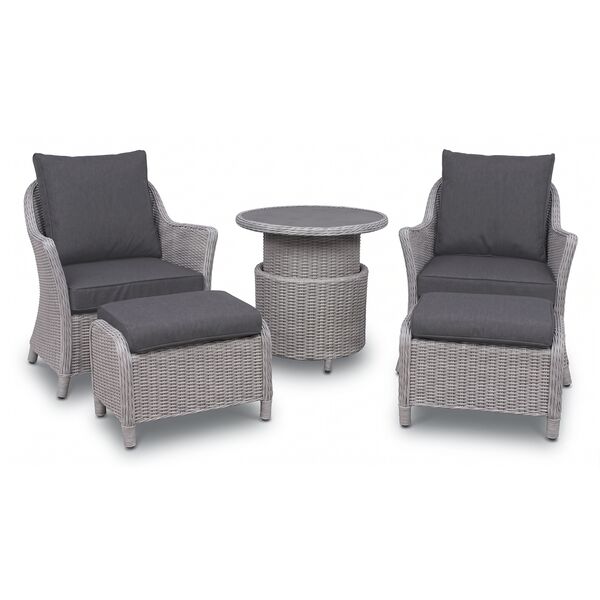 Turin 5pc Lounge Set with Rising Table - Light Grey