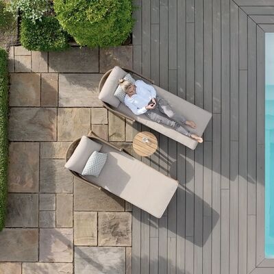 Maze - Porto Rope Weave Double Sunlounger Set with Small Round Coffee Table product image