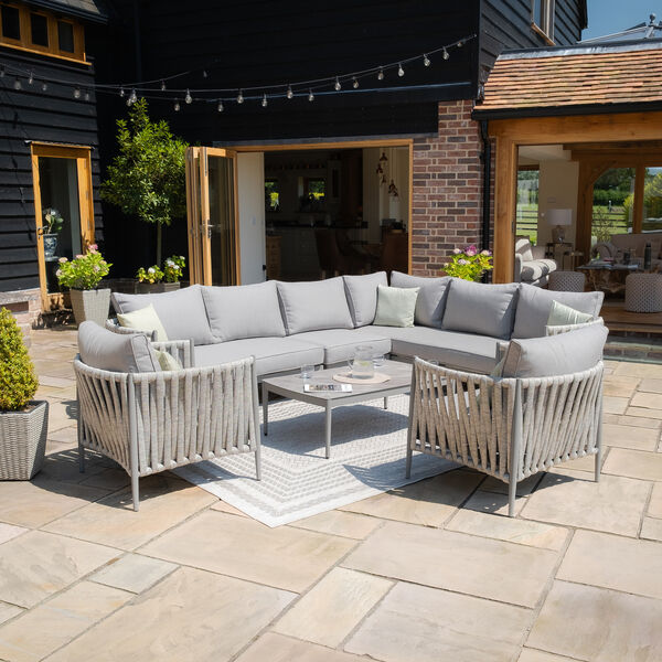Maze - Milan Rope Weave Large Corner with Rectangular Coffee Table & 2 Armchairs - Cool Linen product image