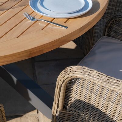 Maze - Jakarta Teak Round Dining Table with 6 Rattan Winchester Heritage Rattan Dining Chairs product image