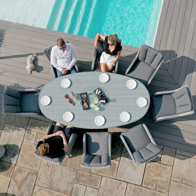 Maze - Ascot 8 Seat Oval Rattan Dining Set with Lazy Susan & Weatherproof Cushions product image