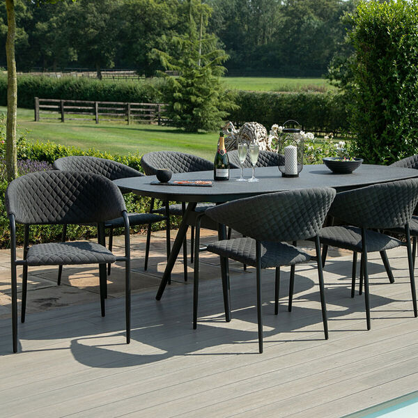 Maze - Outdoor Fabric Pebble 8 Seat Oval Dining Set - Charcoal product image