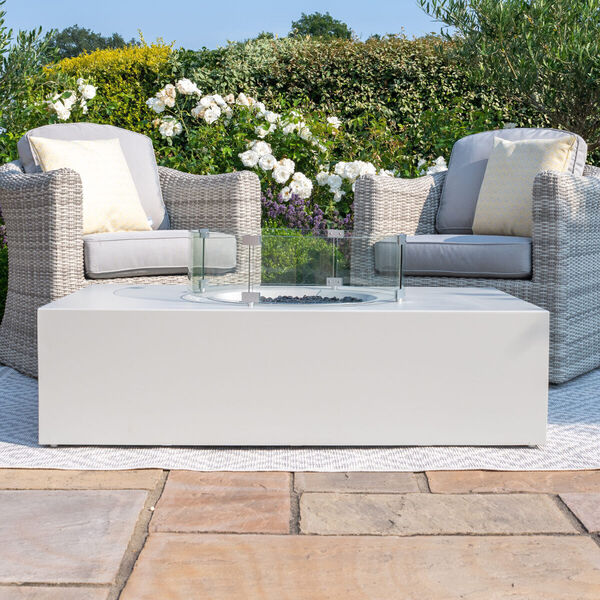 Maze - Rectangular Gas Fire Pit Coffee Table - Pebble White product image