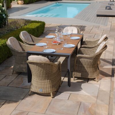Maze - Jakarta Teak Extending 6 - 10 Seat Rectangular Dining Table with 10 Winchester Heritage Rattan Dining Chairs product image