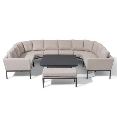 Maze - Outdoor Fabric Pulse U Shape Corner Dining Set with Rising Table - Oatmeal product image
