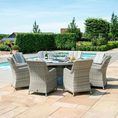 Maze - Oxford Venice 8 Seat Round Rattan Fire Pit Dining Set with Lazy Susan product image