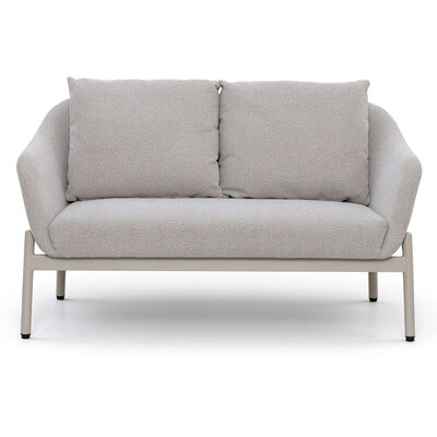 Bellagio Outdoor Fabric 2 Seat Sofa Set with 2 Round Coffee Tables - Champagne