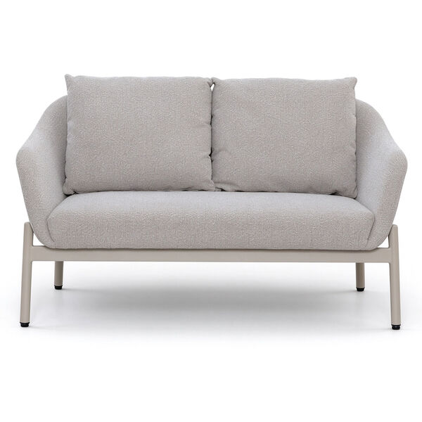 Bellagio Outdoor Fabric 2 Seat Sofa Set with 2 Round Coffee Tables - Champagne