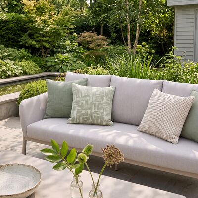 Bellagio Outdoor Fabric 3 Seat Sofa Set with Rising Table & Bench - Champagne