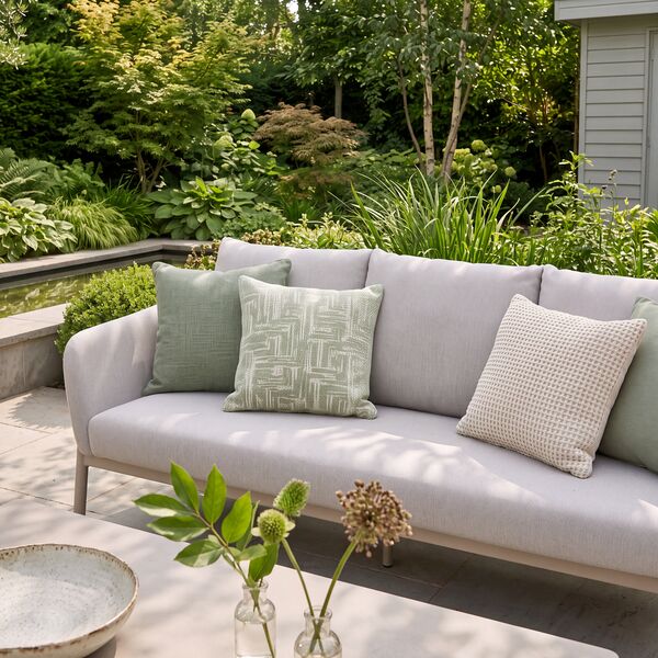 Bellagio Outdoor Fabric 3 Seat Sofa Set with Rising Table & Bench - Champagne