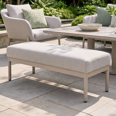 Bellagio Outdoor Fabric 3 Seat Sofa Set with Rising Table & Bench - Champagne