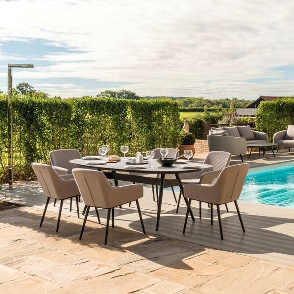 Maze - Outdoor Fabric Zest 6 Seat Oval Dining Set - Taupe product image