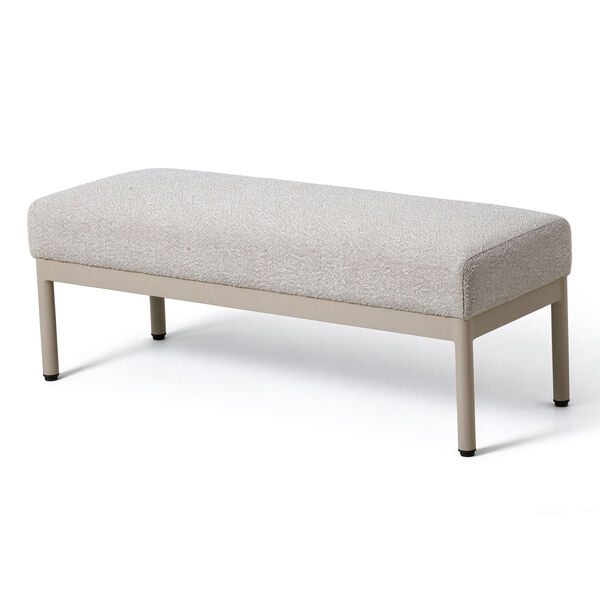Bellagio Outdoor Fabric Rectangular Corner Dining Set with Rising Table, Bench & Lounge Chair - Champagne